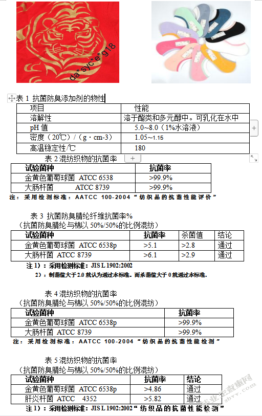 新型功能性纤维之抗菌防臭纤维的发展与应用