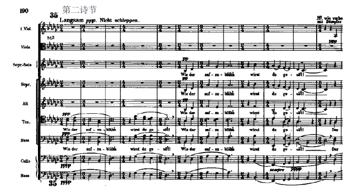 《马勒第二交响曲》第五乐章中合唱片段的作品分析及指挥分析