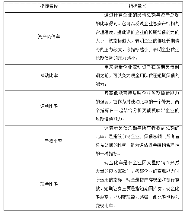 天津星河公司偿债能力分析与评价研究